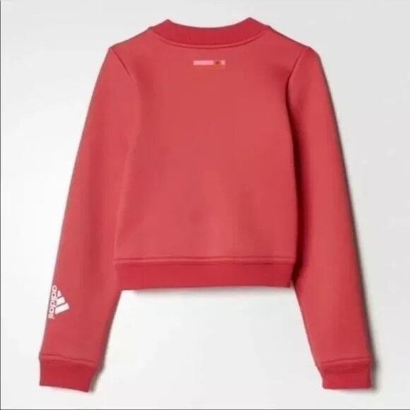 Adidas Stellasport Spacer Red Color Block Cropped Crewneck Sweatshirt - Picture 3 of 9
